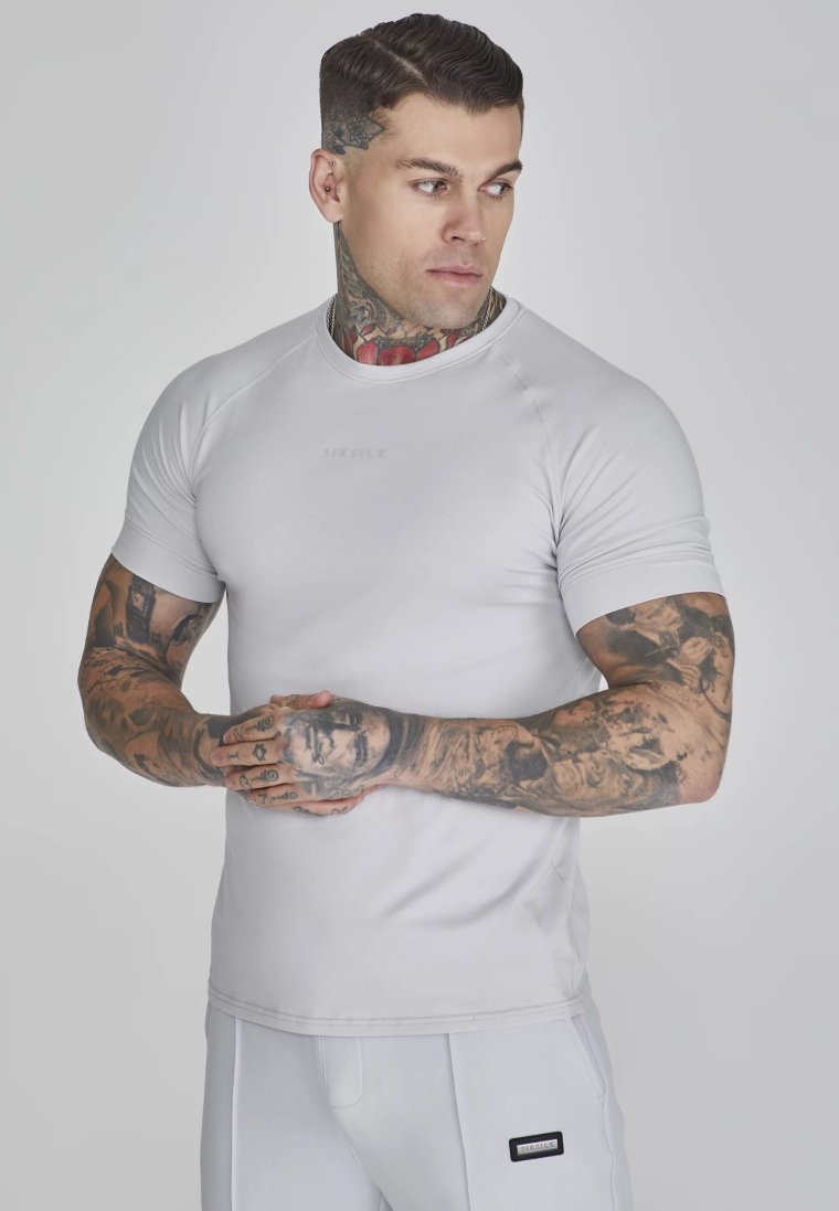 T-shirt męski SikSilk TECH 141 Jasny szary