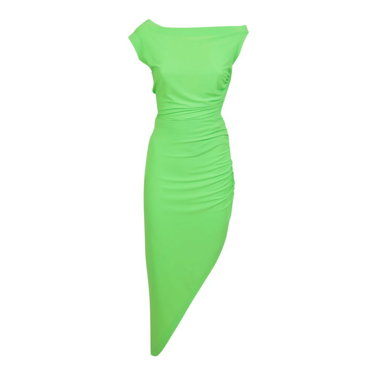Zielona sukienka bez rękawów z asymetrycznym dołem Norma Kamali