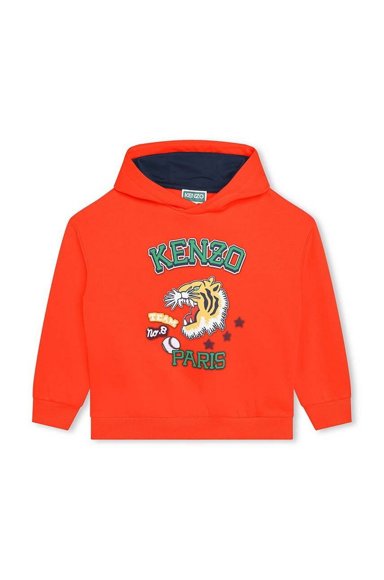 Kenzo Kids bluza dziecięca kolor pomarańczowy z kapturem z nadrukiem