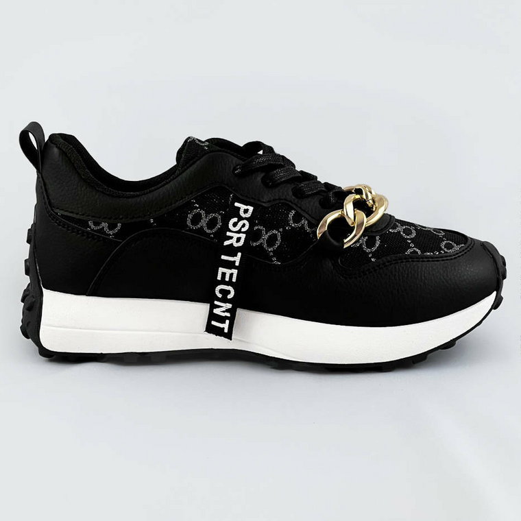Buty sportowe z łańcuchem czarne (n-205)