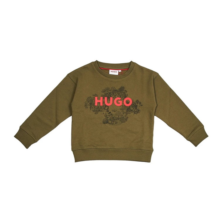 Dziecięcy/Retro Bluza z Nadrukiem Logo Hugo Boss