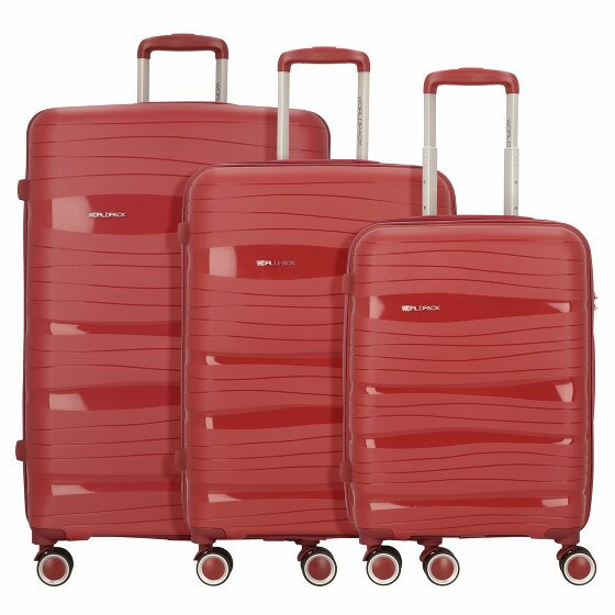 Worldpack Miami 4 kółka Zestaw walizek 3-części weinrot