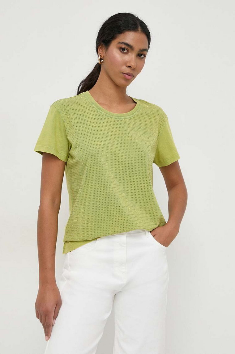 Patrizia Pepe t-shirt bawełniany damski kolor zielony 8M1593 J183