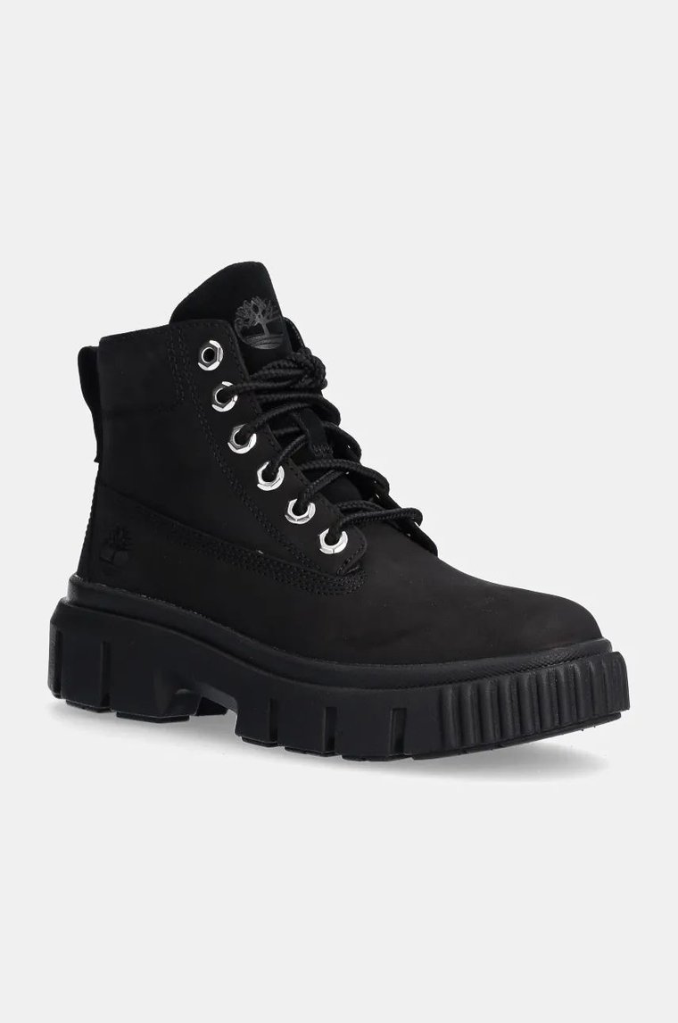 Timberland workery zamszowe Greyfield damskie kolor czarny na platformie TB0A5RNG0011