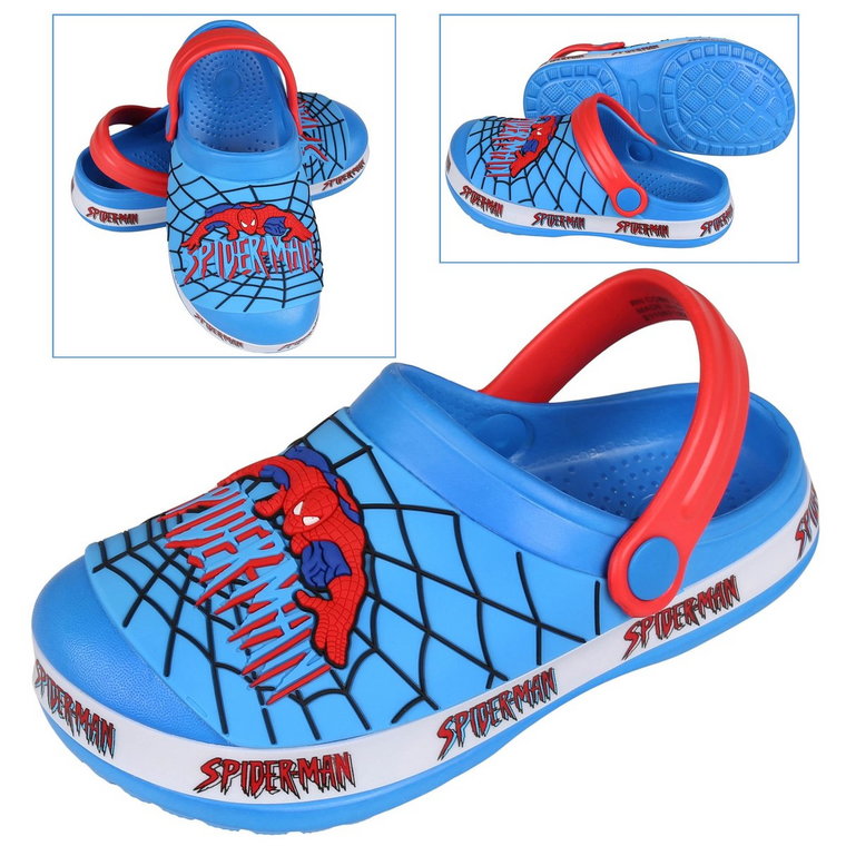 MARVEL Spiderman Niebieskie croksy dla chłopca, lekkie klapki chłopięce 30-31 EU