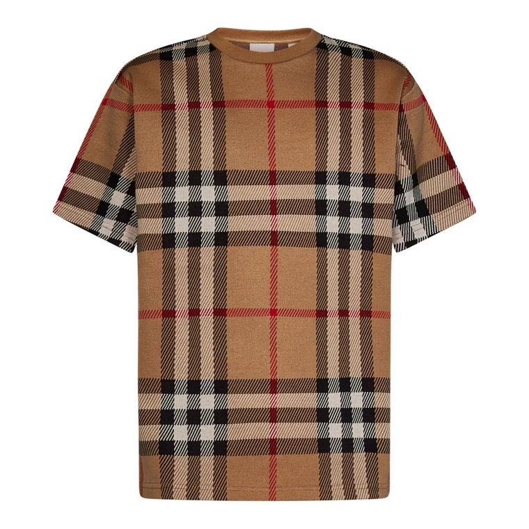 Beżowa koszulka z motywem Burberry Check Burberry