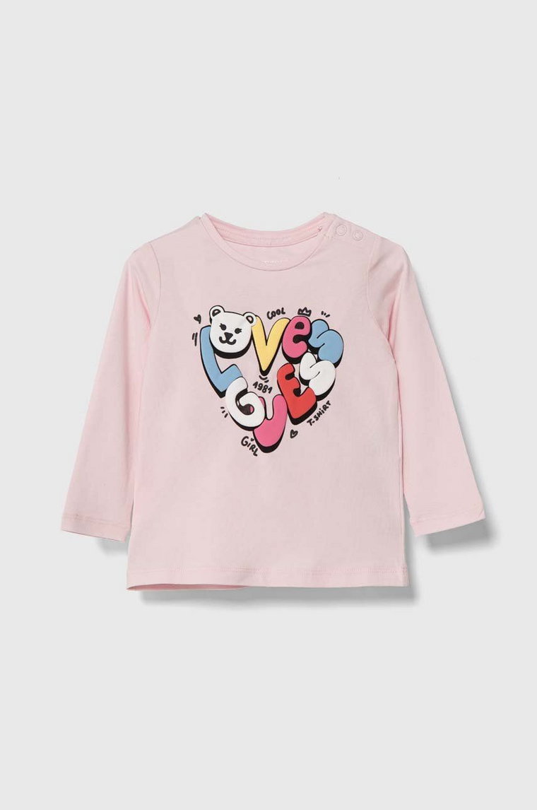 Guess t-shirt niemowlęcy kolor różowy A4YI01 K6YW4