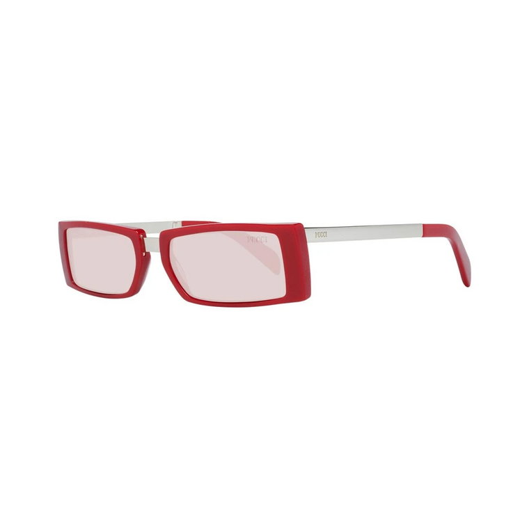 Czerwone Okulary Przeciwsłoneczne w Kształcie Prostokąta z Szkłami Różowymi Emilio Pucci