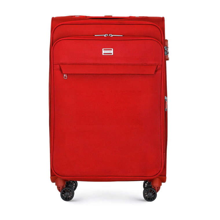 Średnia walizka miękka jednokolorowa czerwona