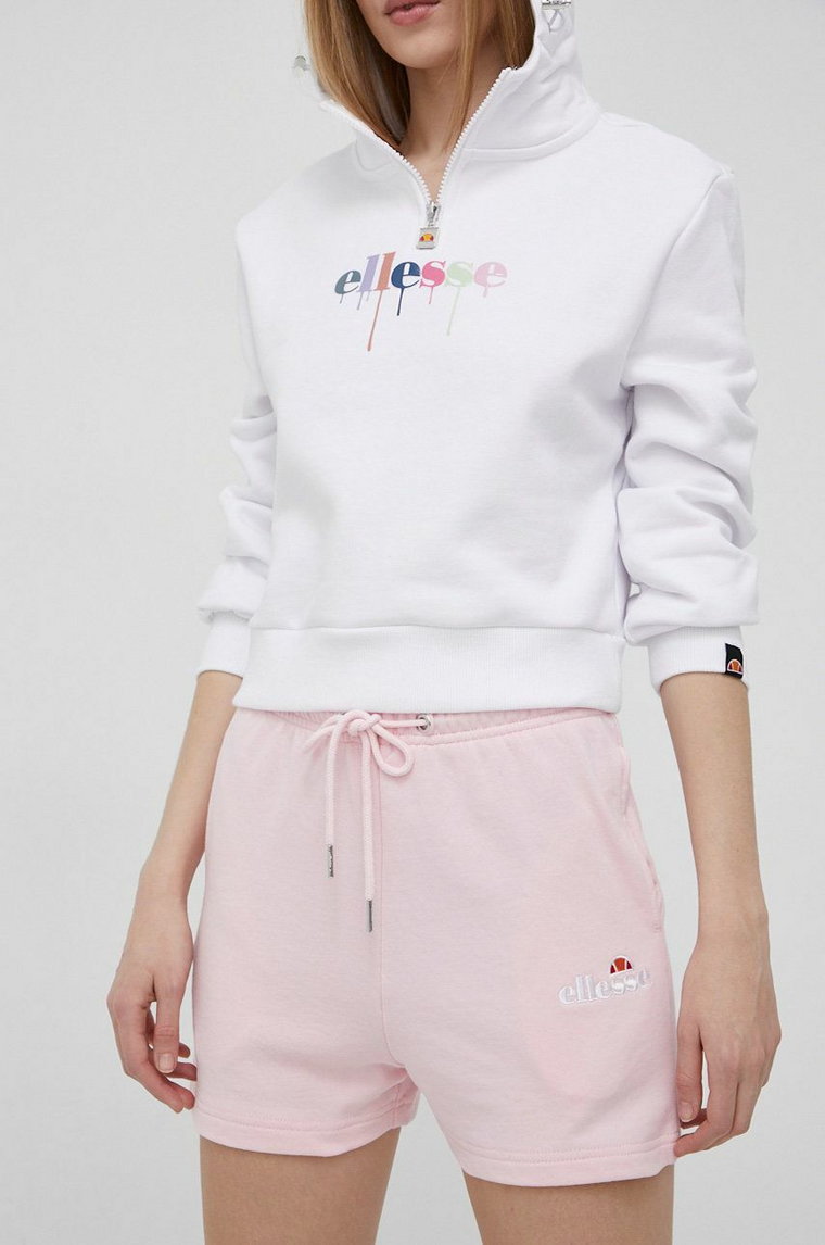 Ellesse szorty damskie kolor różowy z aplikacją high waist SGM14190-GREYMA