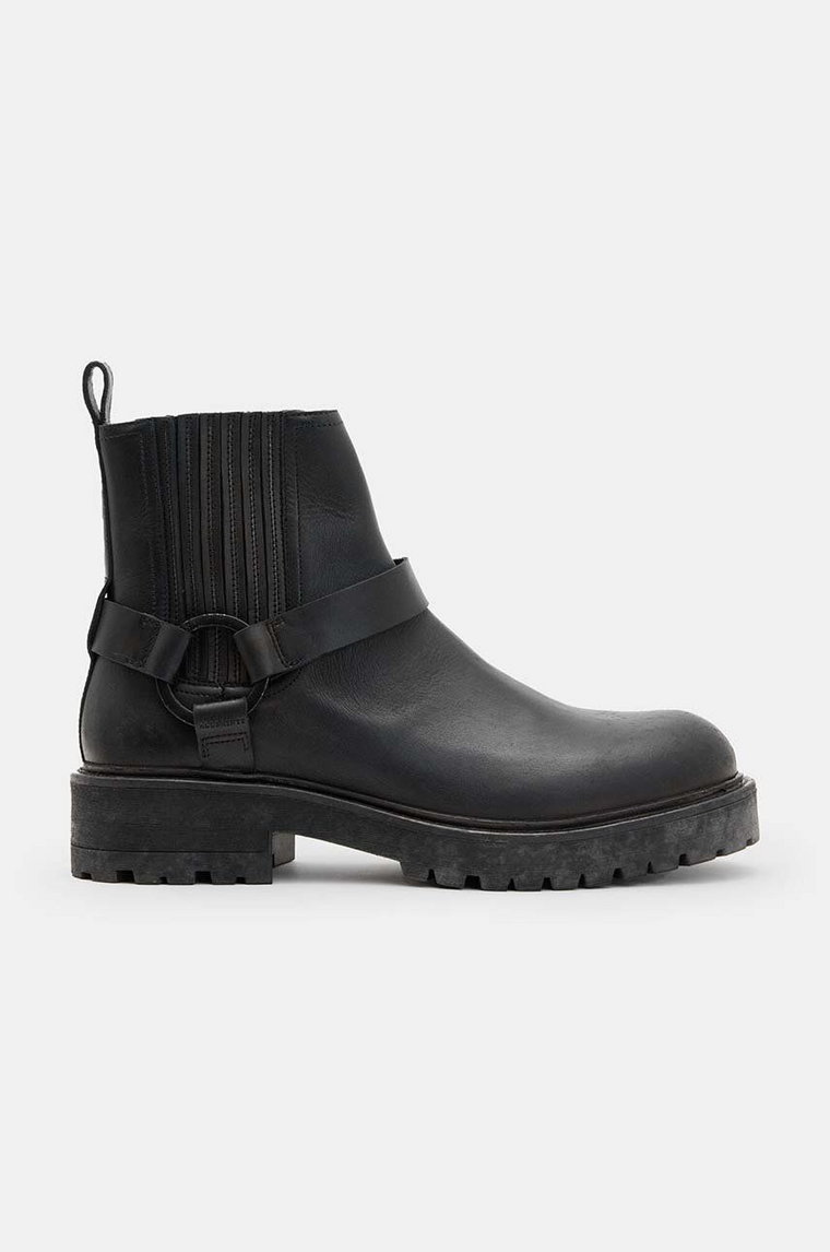 AllSaints buty skórzane Hank Biker Boot męskie kolor czarny M017FB