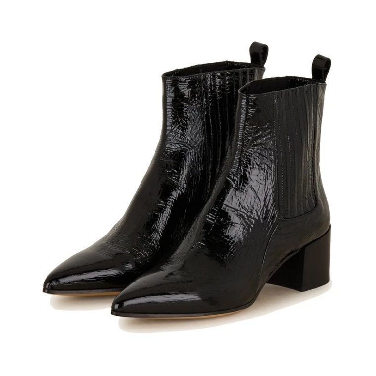 Alison Low Boots w czarnym lakierze Pomme D'or