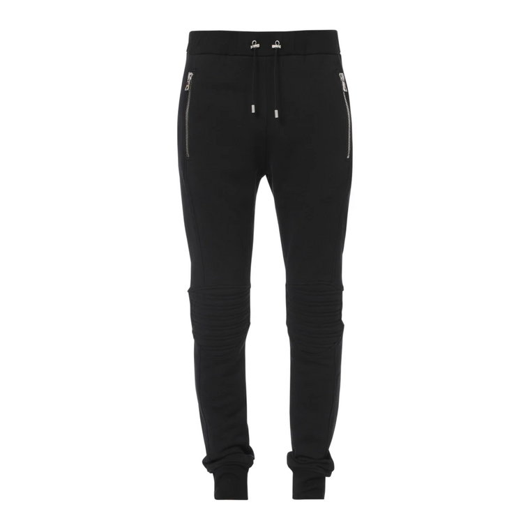 Czarne bawełniane spodnie dresowe z wytłoczonym logo Paryż. Balmain