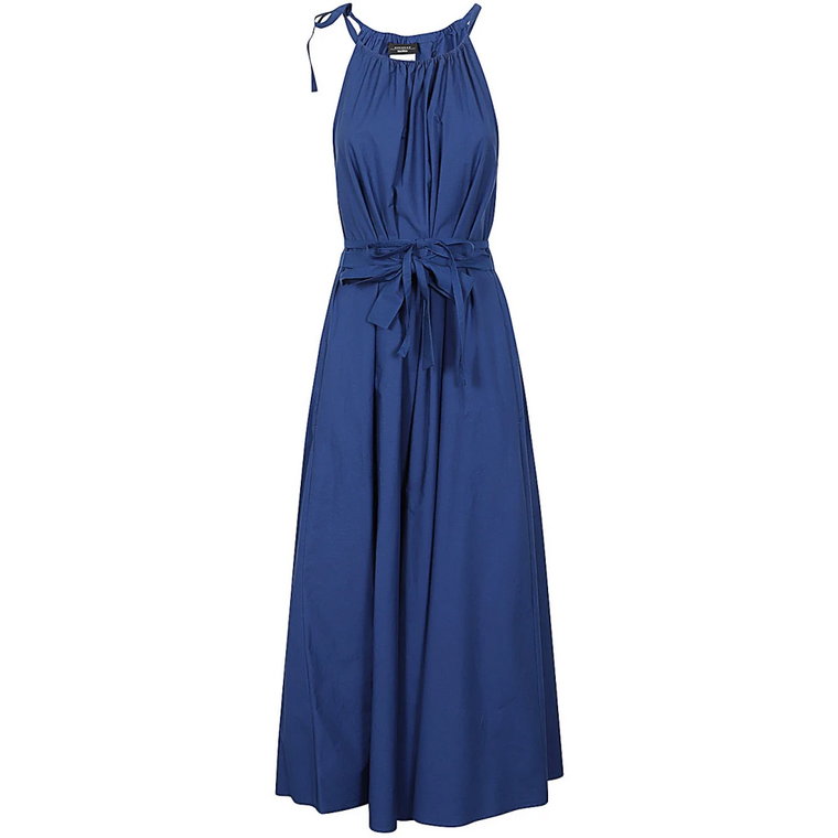 Niebieska Sukienka Midi Bez Rękawów z Bawełny Max Mara Weekend