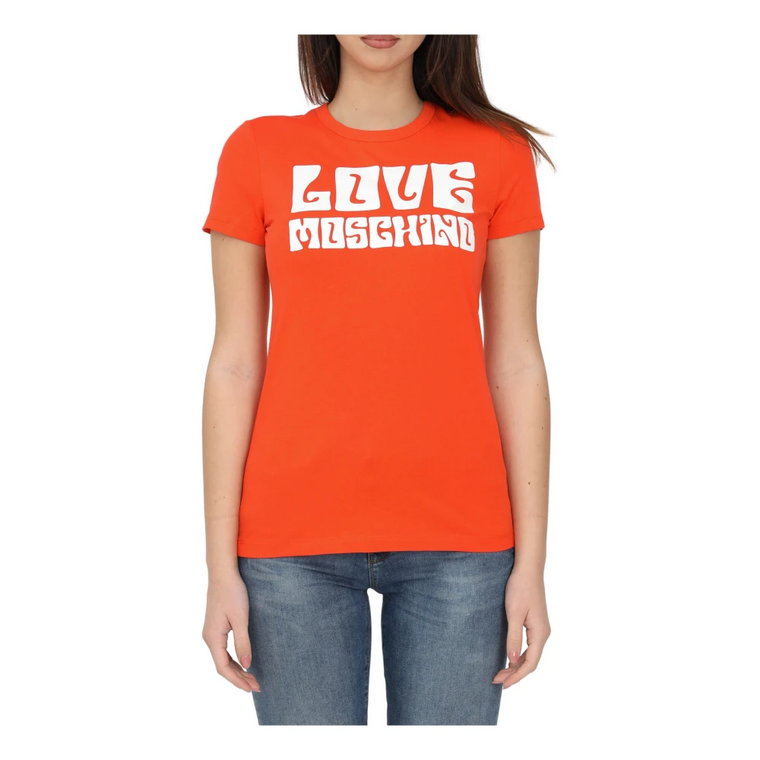 T-Shirt z Logo MaxI na Przedzie Love Moschino