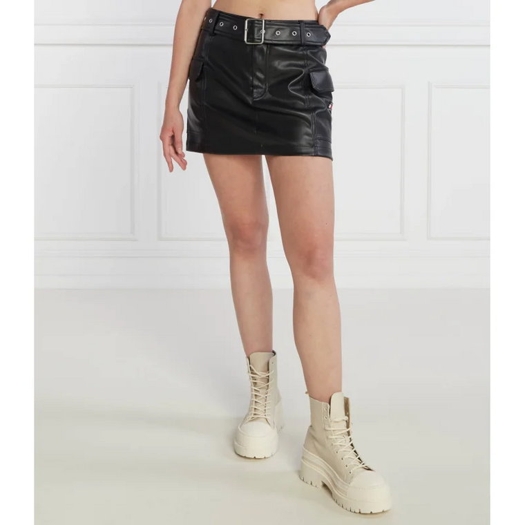 Tommy Jeans Spódnica TJW BUCKLE PLEATHER