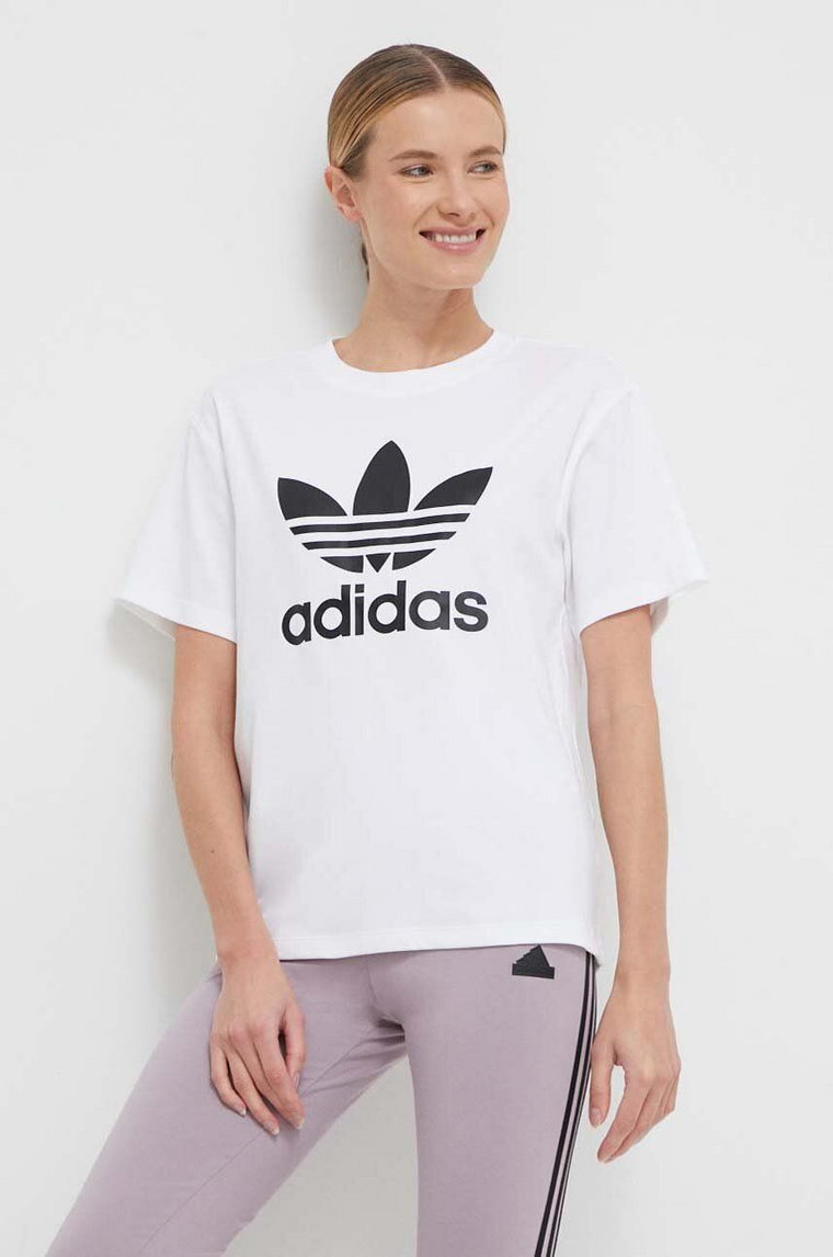 adidas Originals t-shirt Trefoil damski kolor beżowy