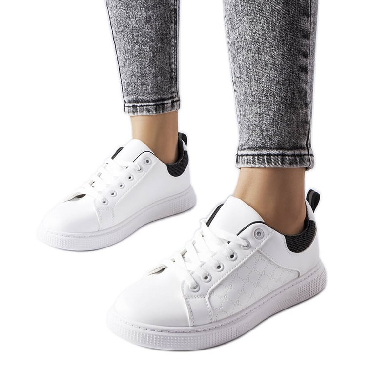Biało-czarne sneakersy z tłoczeniem Dreux białe