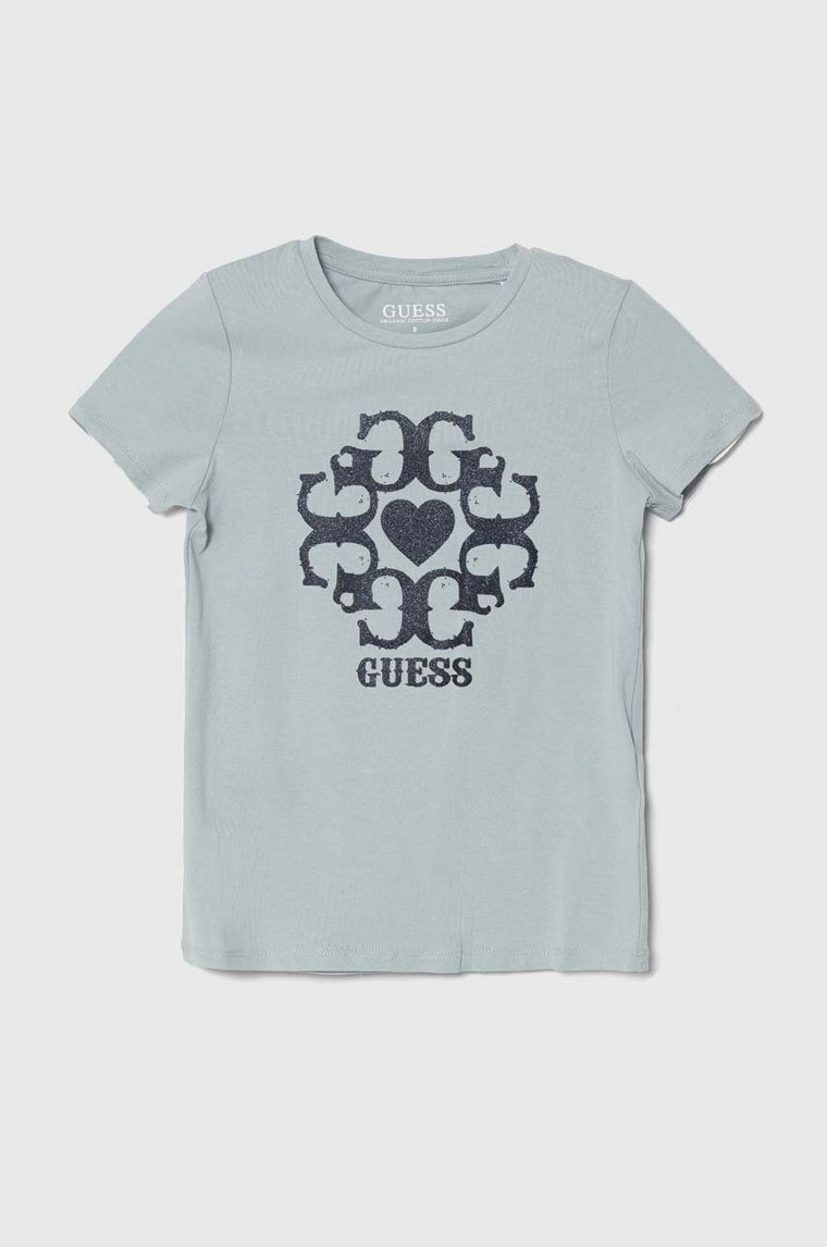 Guess t-shirt dziecięcy kolor niebieski