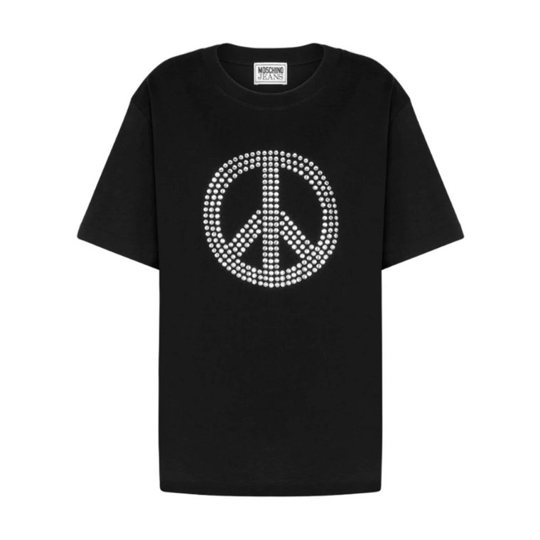 Krótki Rękaw Peace Symbol T-shirt Moschino