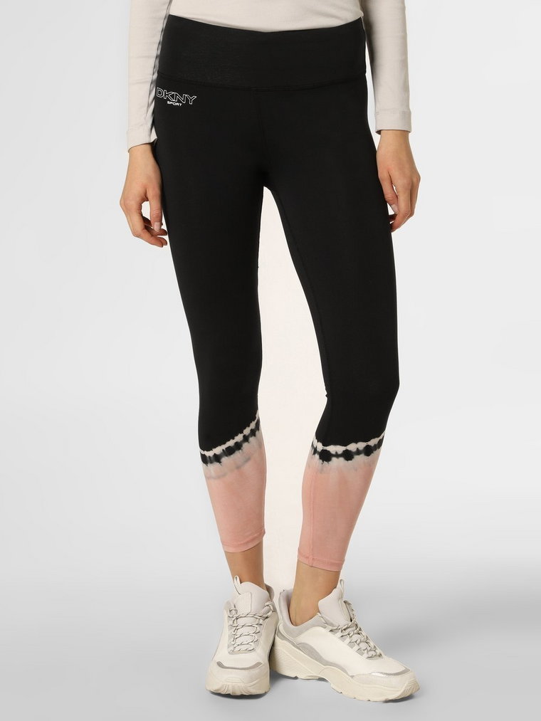 DKNY - Legginsy damskie, czarny|różowy