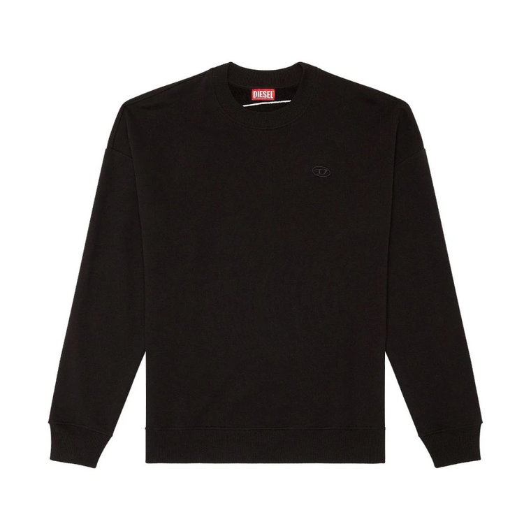 Czarny Sweter z Bawełny z Maxi Owalnym Logo D Diesel