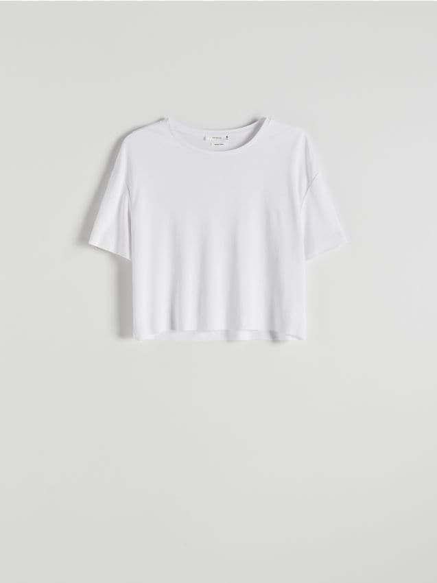 Reserved - T-shirt z modalem - biały