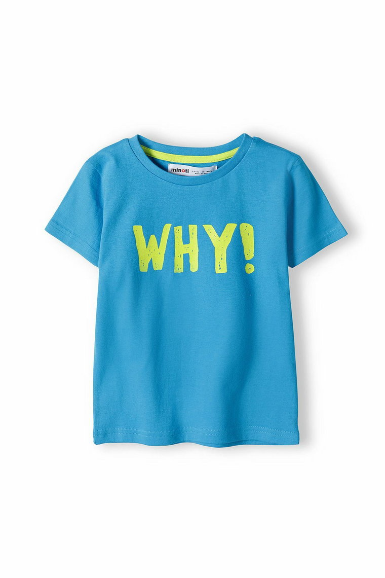 Niebieska koszulka niemowlęca z bawełny- Why!
