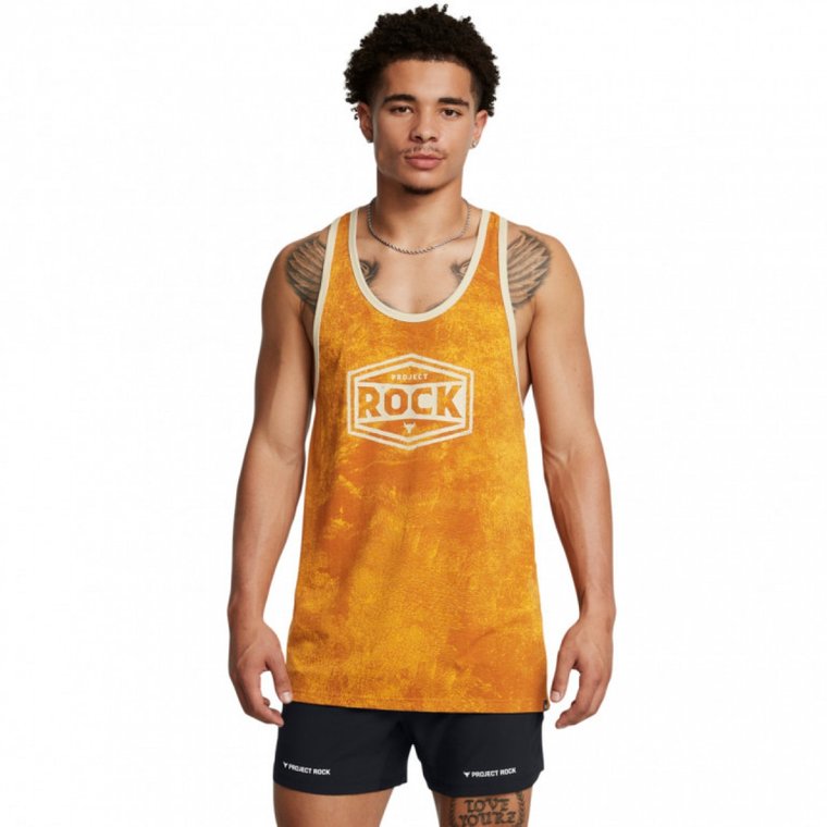 Męski top treningowy Under Armour UA Project Rock Tools Of The Trade Racer Tank - żółty