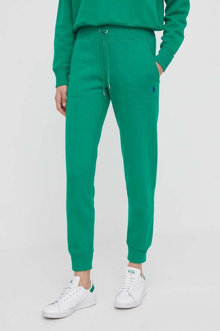 Polo Ralph Lauren spodnie dresowe kolor zielony gładkie 211839386