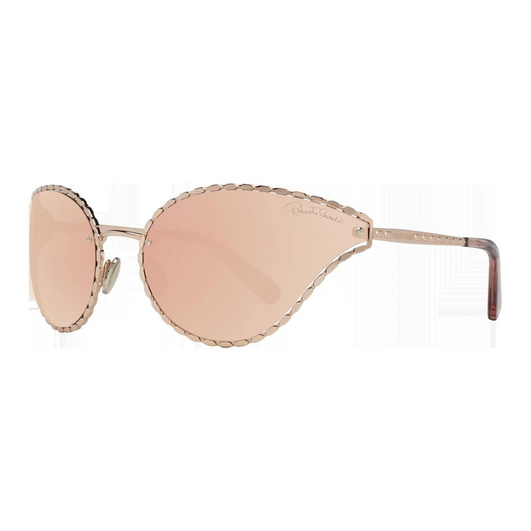 Różowe Złote Owalne Okulary Przeciwsłoneczne z Efektem Lustrzanym dla Kobiet Roberto Cavalli