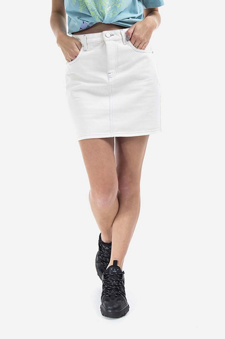 MCQ spódnica jeansowa bawełniana kolor biały mini prosta 623877RRR209001-CREAM