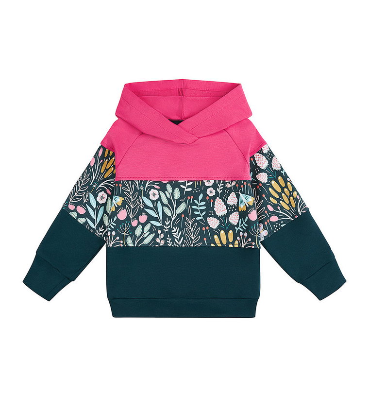 Bluza 3 kolory różowo-zielona Maliny i motyle 116