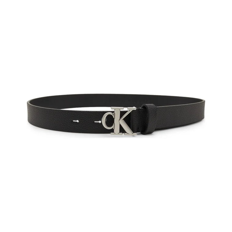 CALVIN KLEIN JEANS Skórzany pasek ROUND MONO LTHR BELT