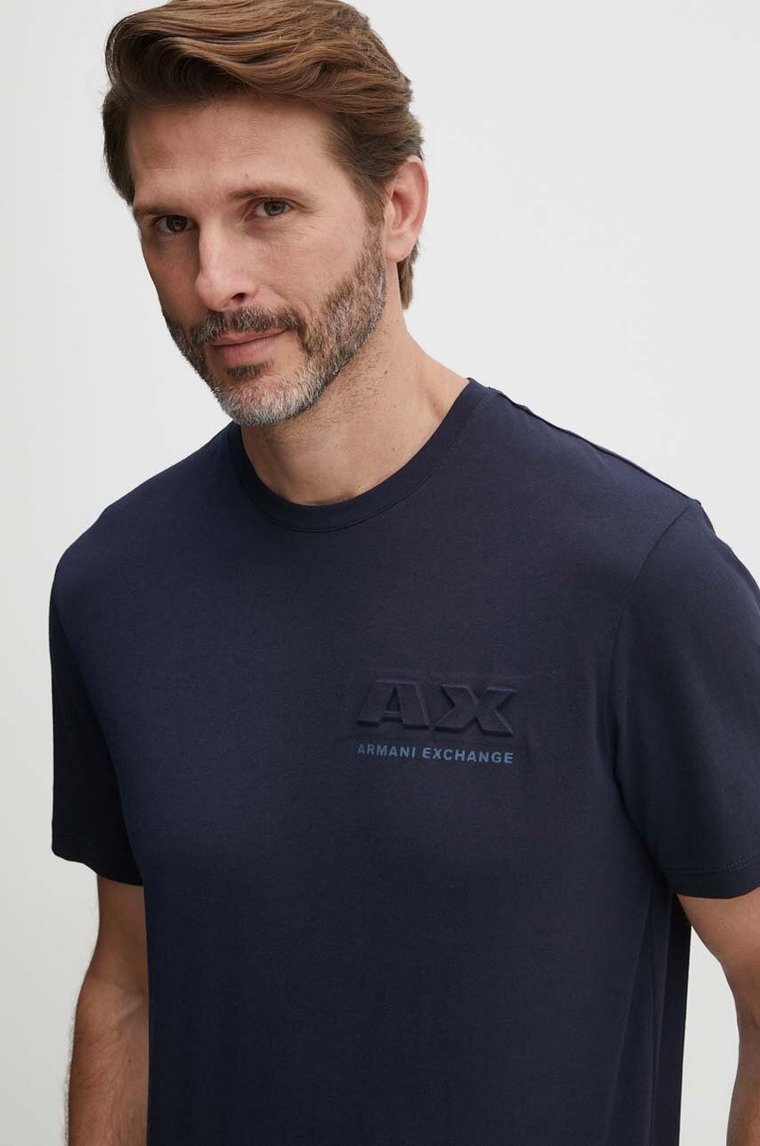 Armani Exchange t-shirt bawełniany męski kolor granatowy z nadrukiem 3DZTAG ZJ9TZ