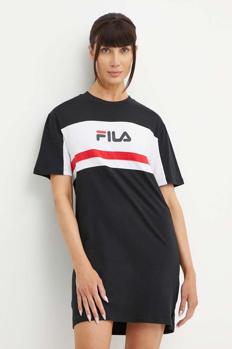 Fila sukienka bawełniana Lishui kolor czarny mini oversize FAW0776