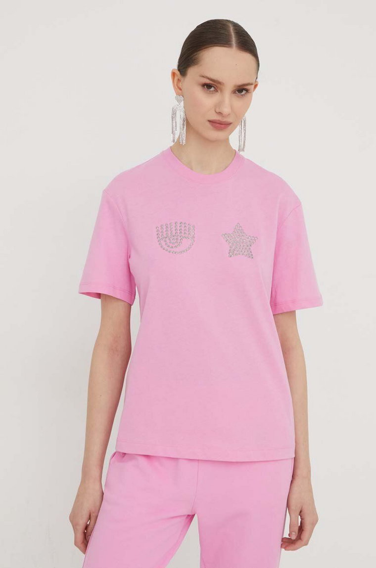 Chiara Ferragni t-shirt bawełniany EYE STAR damski kolor różowy 76CBHG01