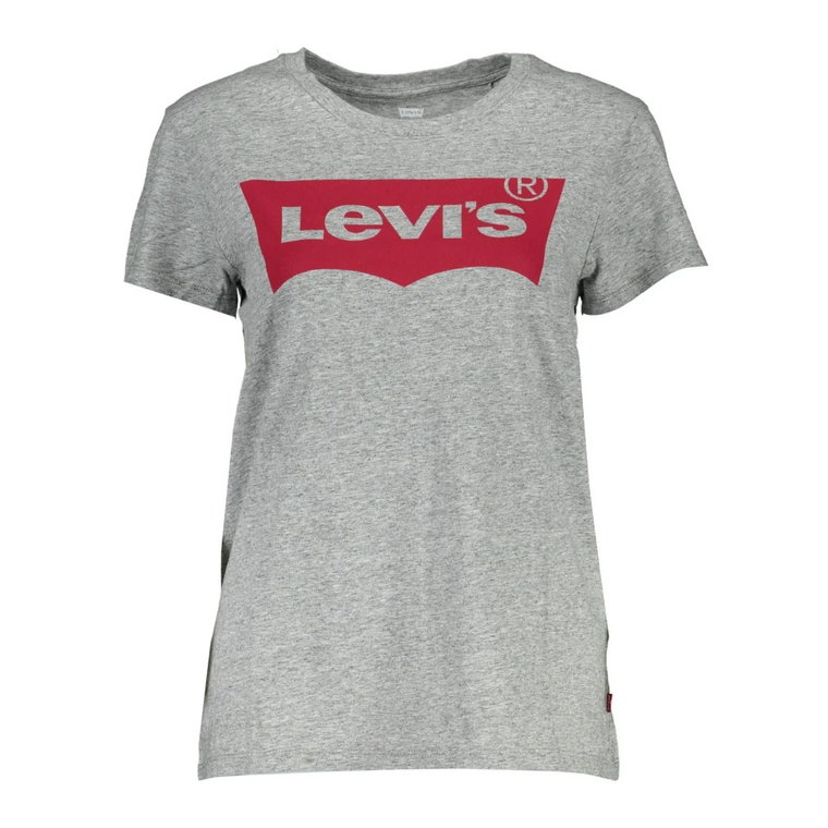 Szare Bawełniane Topy i T-shirt, Krótki Rękaw, Druk Logo Levi's