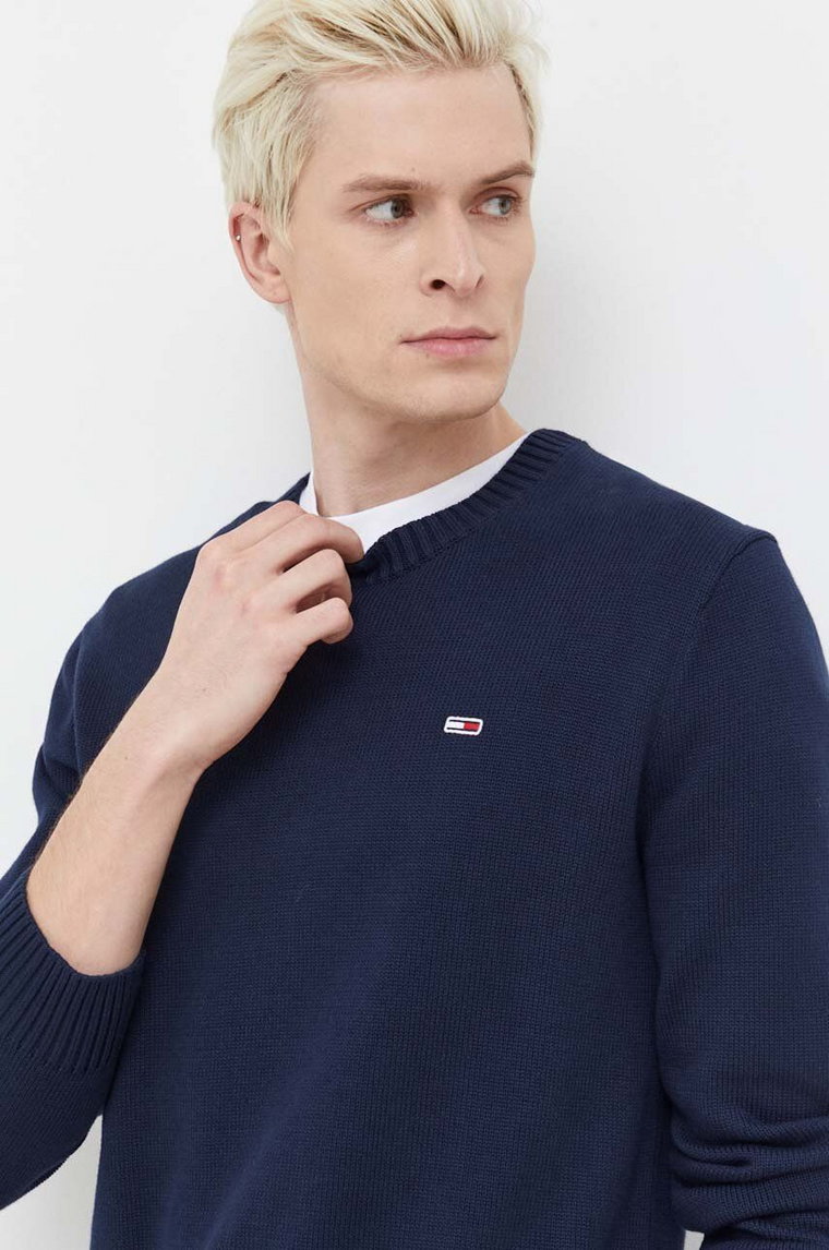 Tommy Jeans sweter bawełniany kolor granatowy