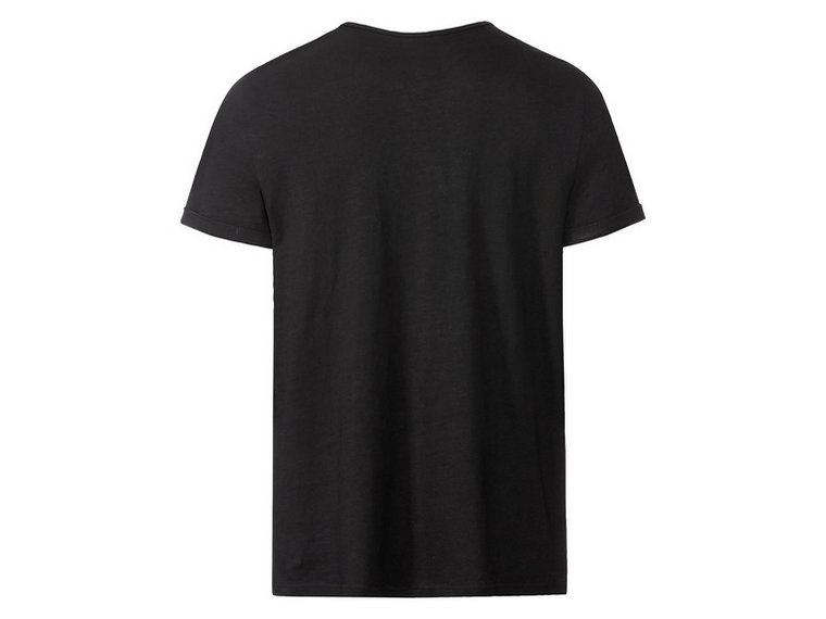 LIVERGY T-shirt męski bawełniany z nadrukiem (S (44/46), Czarny)