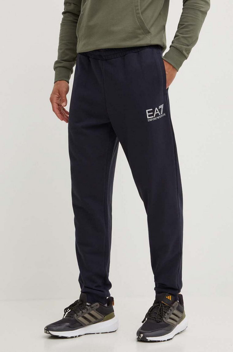 EA7 Emporio Armani spodnie dresowe bawełniane kolor granatowy gładkie PJSHZ.6DPP59