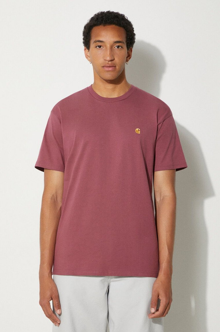 Carhartt WIP t-shirt bawełniany Chase męski kolor różowy gładki I026391.2BBXX