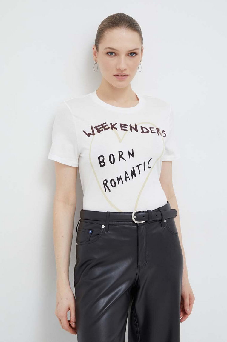 Weekend Max Mara t-shirt bawełniany damski kolor biały 2415971051600