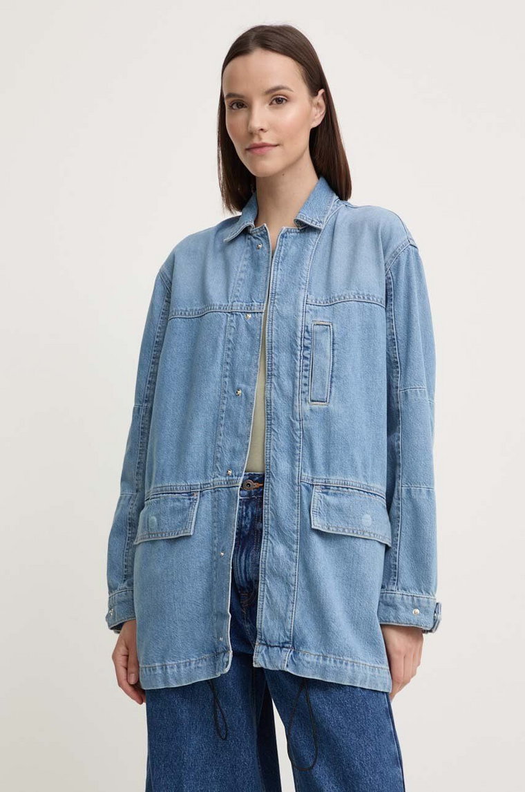 Pepe Jeans kurtka jeansowa CLARENCE damska kolor niebieski przejściowa oversize PL402413