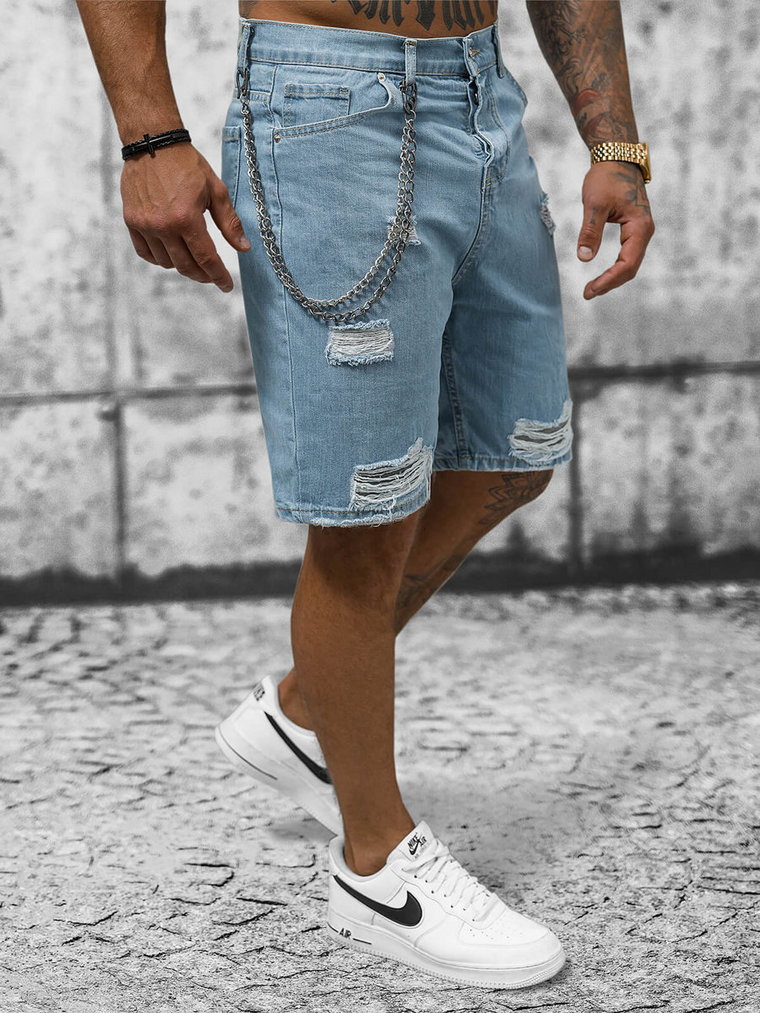 Spodenki męskie jeansowe jasno-niebieskie OZONEE DP/170