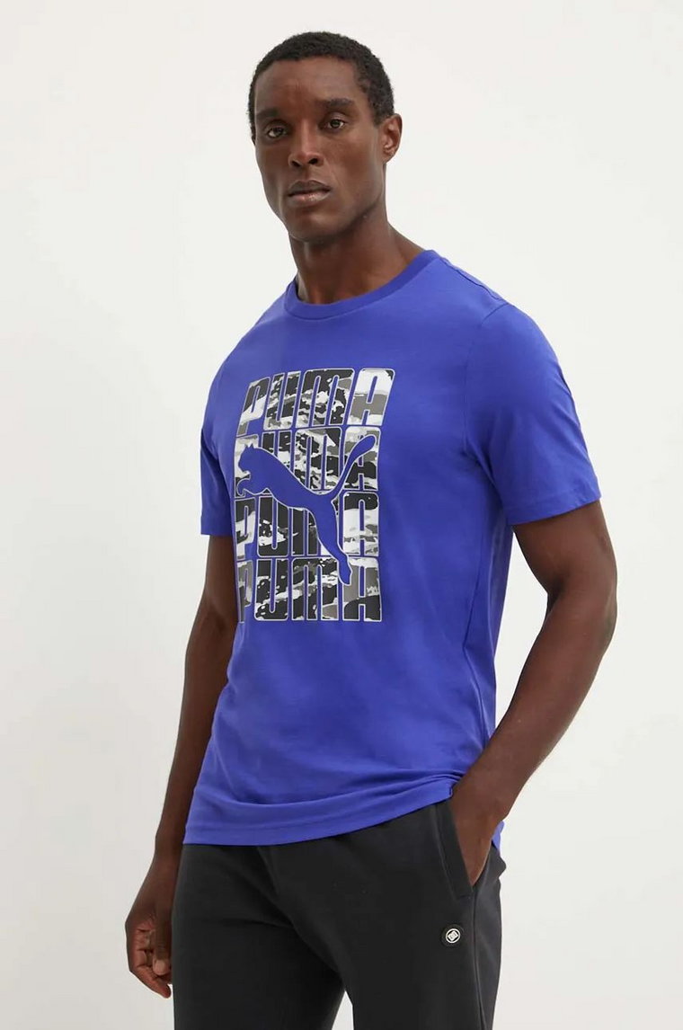 Puma t-shirt męski kolor fioletowy z nadrukiem 681927