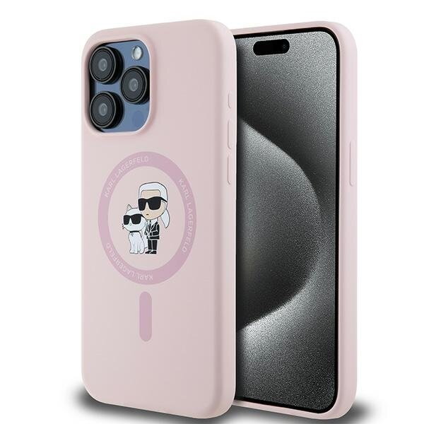 Karl Lagerfeld KLHMP15XSCMKCRHP iPhone 15 Pro Max 6.7" różowy/pink hardcase Silicone Karl & Choupette Ring MagSafe