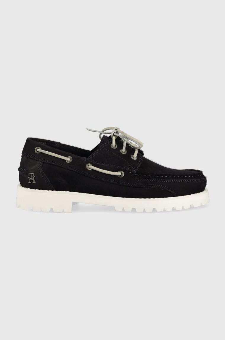 Tommy Hilfiger mokasyny zamszowe TH BOAT SHOE CLASSIC NUBUCK męskie kolor granatowy FM0FM04447