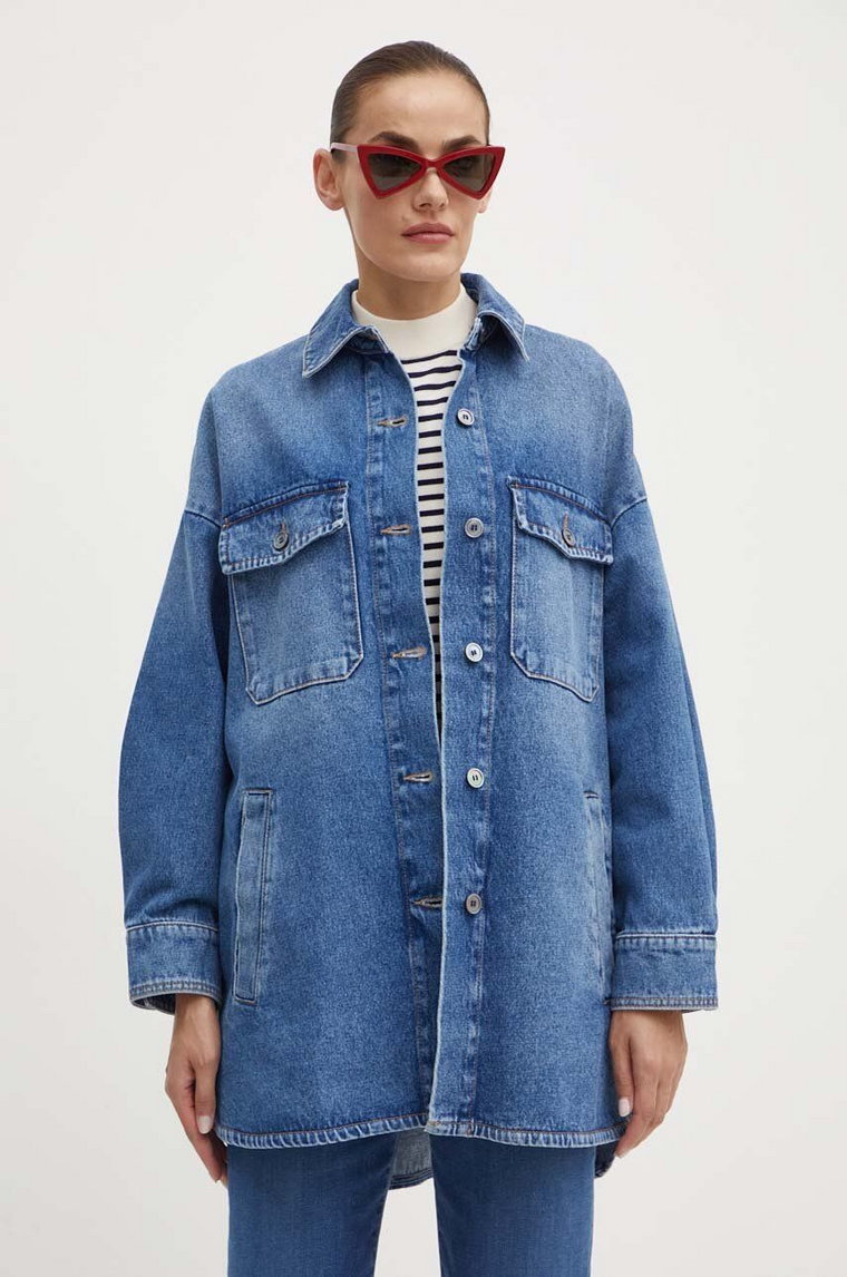 Weekend Max Mara kurtka jeansowa damska kolor niebieski przejściowa oversize 2425086051600
