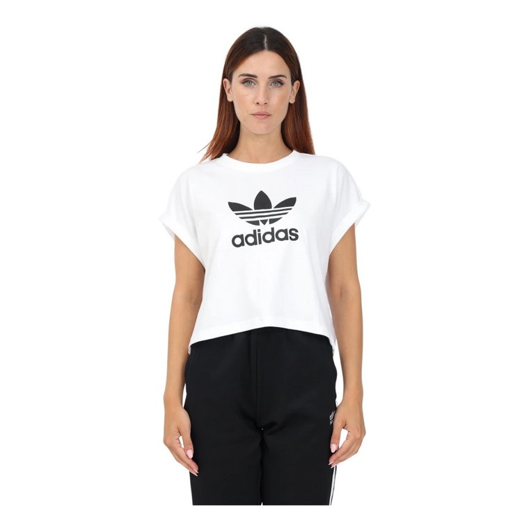 Kultowy Biały T-shirt Sportowy dla Kobiet Adidas Originals